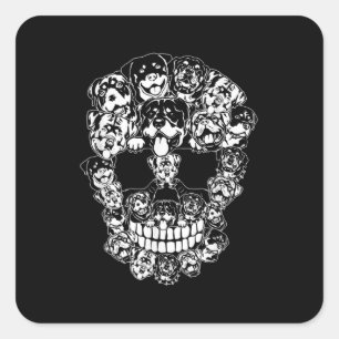 Halloween Costume Skull Rottweiler Dog Lovers Square Sticker