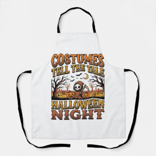 Halloween Costume Story Vintage Graveyard Typograp Apron