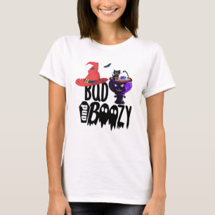 Halloween Costume Tee, Cat Witch Bad & Boozy  T-Shirt