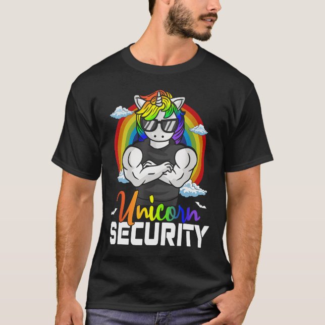 Halloween Costume Unicorn Security Matching Family T-Shirt (Front)
