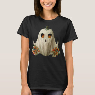 Halloween Costume Vintage Floral Ghost Pumpkin Fun T-Shirt