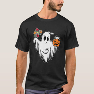 Halloween Costume Vintage Floral Ghost Pumpkin Wom T-Shirt
