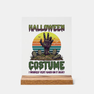 Halloween Costume Zombie Hand Graveyard Tombstones Acrylic Sign