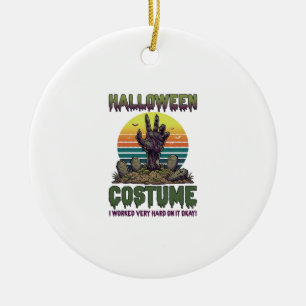 Halloween Costume Zombie Hand Graveyard Tombstones Ceramic Ornament