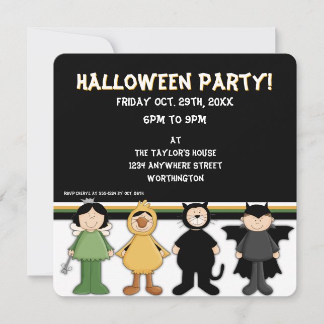 Halloween Costumes Kid's Halloween Party Invite (Front)