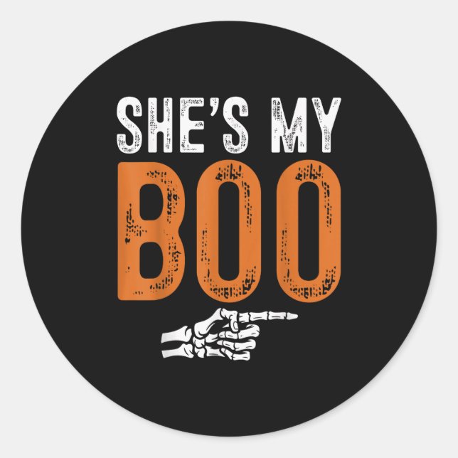 Halloween Costumes Shes My Boo Couple Matching Par Classic Round Sticker (Front)