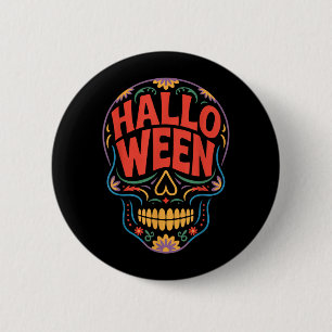 Halloween Costumes Skull Typography Graphic Creepy 2 Inch Round Button