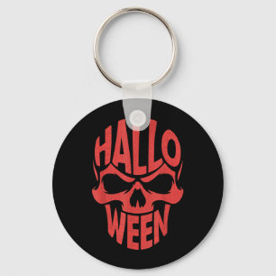 Halloween Costumes Skull Typography Graphic Creepy Keychain