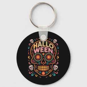 Halloween Costumes Skull Typography Graphic Creepy Keychain