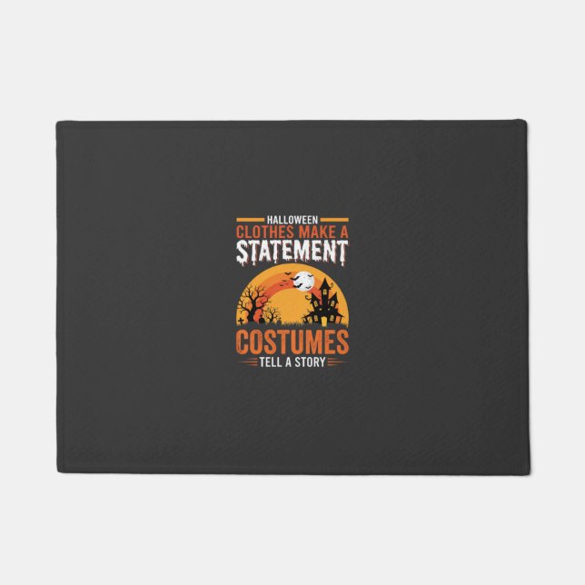 Halloween Costumes Statement Haunted House Design Doormat (Front)