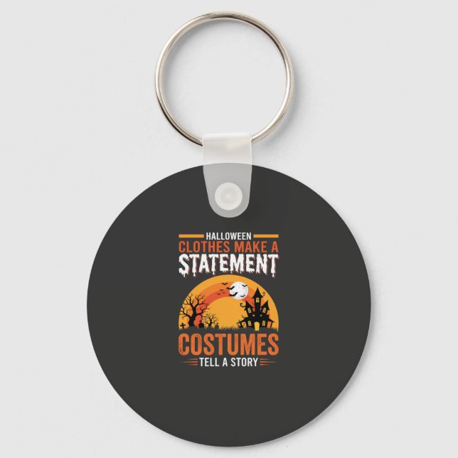 Halloween Costumes Statement Haunted House Design Keychain (Front)