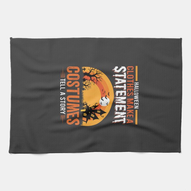 Halloween Costumes Statement Haunted House Design Kitchen Towel (Horizontal)