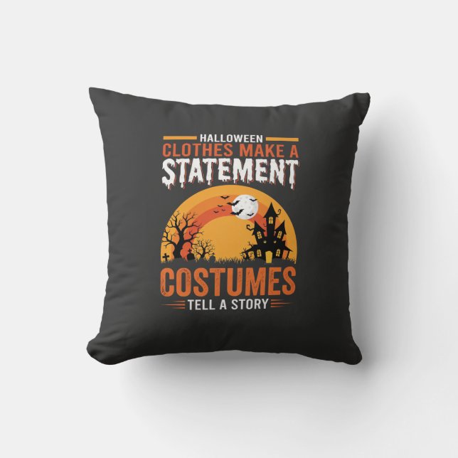 Halloween Costumes Statement Haunted House Design Throw Pillow (Front)