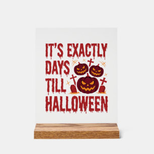 Halloween Countdown Pumpkins Graveyard Horror Typo Acrylic Sign