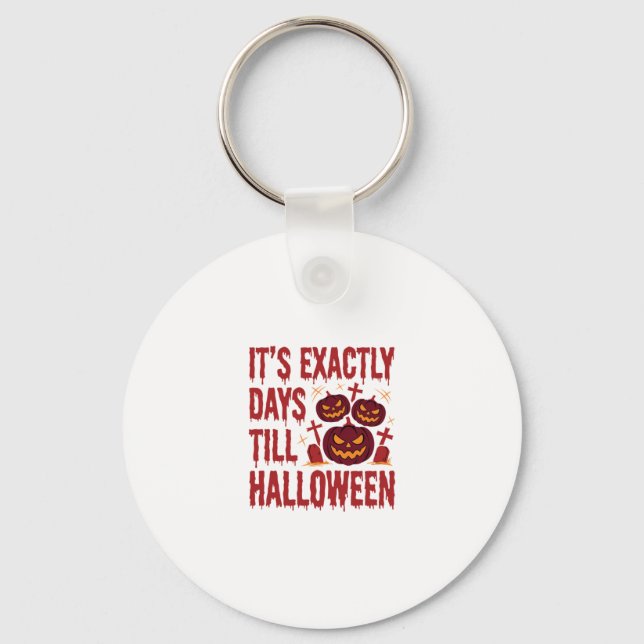 Halloween Countdown Pumpkins Graveyard Horror Typo Keychain (Front)