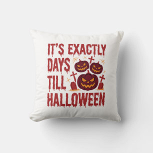 Halloween Countdown Pumpkins Graveyard Horror Typo Throw Pillow