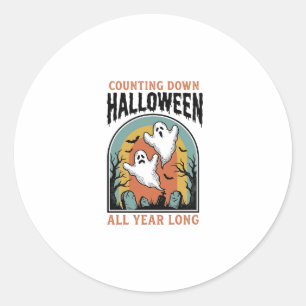 Halloween Countdown Shirt Vintage Graveyard Graphi Classic Round Sticker