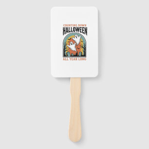 Halloween Countdown Shirt Vintage Graveyard Graphi Hand Fan