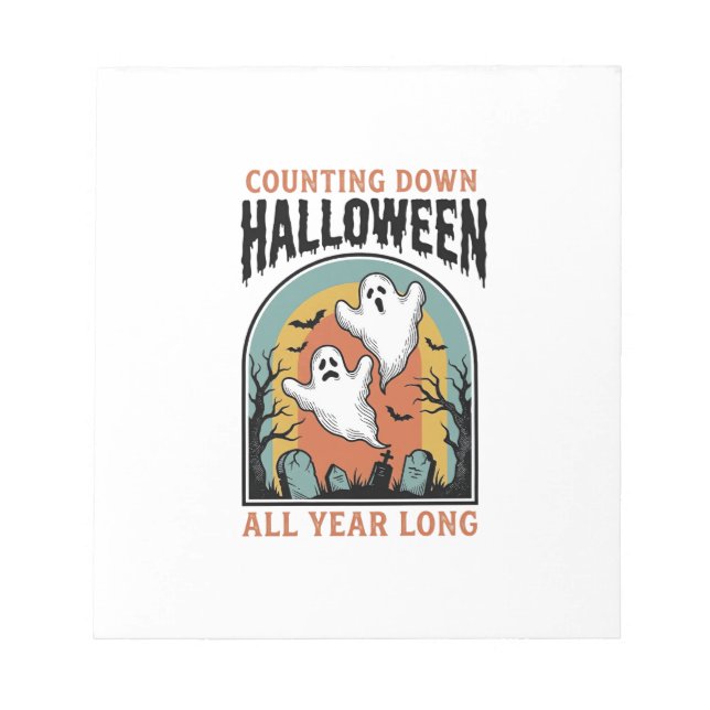 Halloween Countdown Shirt Vintage Graveyard Graphi Notepad (Front)