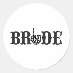 Halloween Couple Bride Groom Skeleton Matching Bri Classic Round Sticker