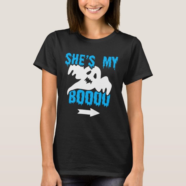 Halloween Couples She s My Boo Ghost T-Shirt (Front)