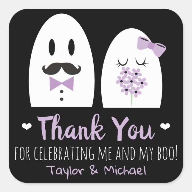 Halloween Couples Wedding Thank You Stickers (Front)