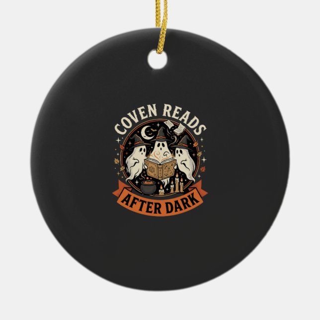 Halloween Coven Readers Night Ceramic Ornament (Front)