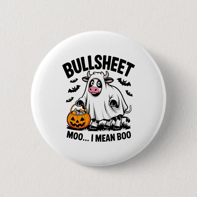 halloween cow 2 inch round button (Front)