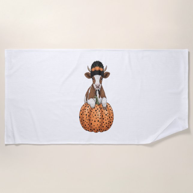 Halloween Cow Beach Towel (Front)