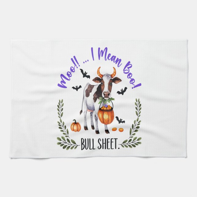 Halloween Cow Bull Sheet Kitchen Towel (Horizontal)