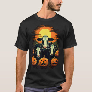 Halloween Cow Farmer Pumpkin Halloween Horror T-Shirt