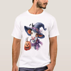 Halloween Cow with Fall T-Shirt