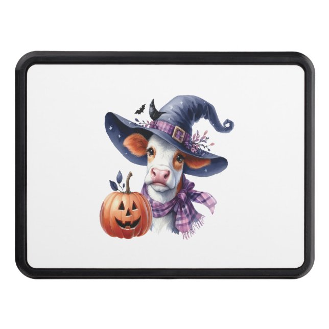 Halloween Cow with Fall Trailer Hitch Cover (Front)