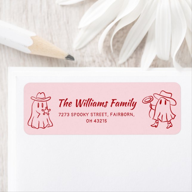 Halloween Cowboy Ghost Rouge Rose Quirky Main Glis (En situation)