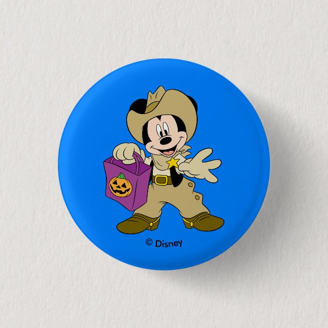 Halloween Cowboy Mickey 1 Inch Round Button (Front)