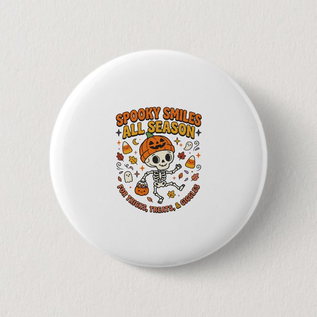Halloween Cozy Skeleton Celebration 2 Inch Round Button (Front)