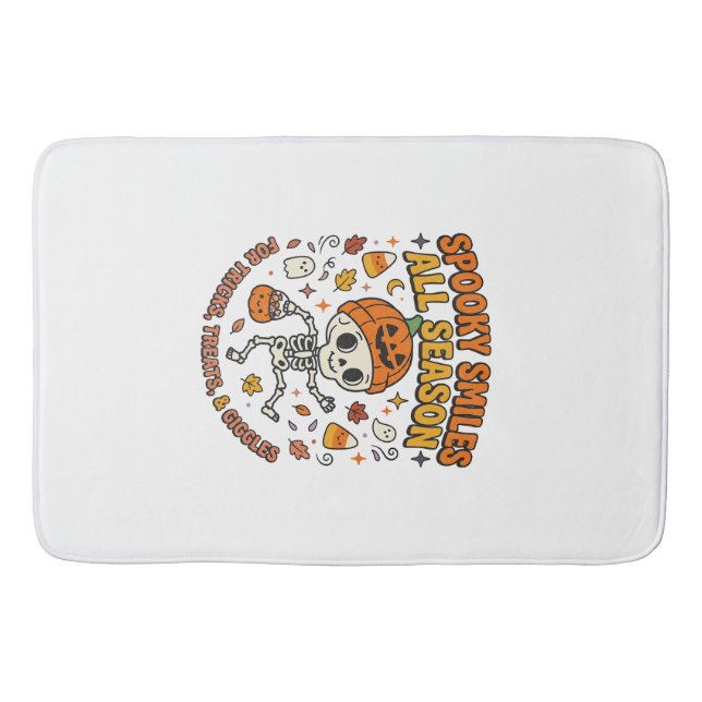 Halloween Cozy Skeleton Celebration Bath Mat (Front)