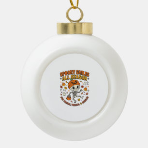 Halloween Cozy Skeleton Celebration Ceramic Ball Christmas Ornament