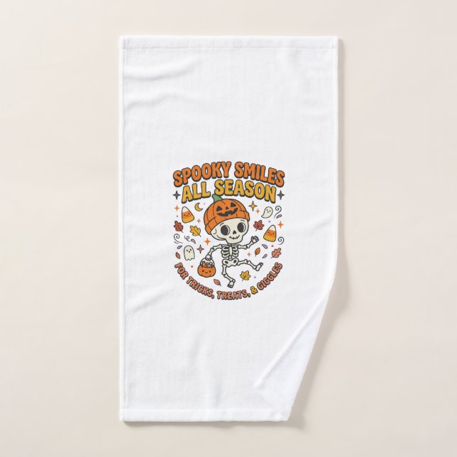 Halloween Cozy Skeleton Celebration Hand Towel (Hand Towel)