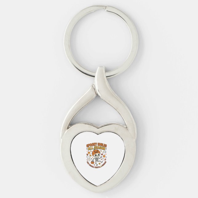 Halloween Cozy Skeleton Celebration Keychain (Front)