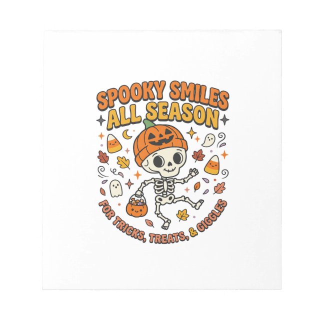 Halloween Cozy Skeleton Celebration Notepad (Front)