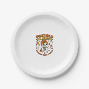 Halloween Cozy Skeleton Celebration Paper Plate