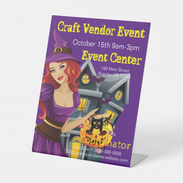 Halloween Craft Vendor Event  Pedestal Sign (Front)
