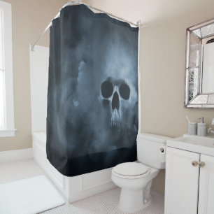 Halloween Crâne dans fumée Nuage Douche rideau