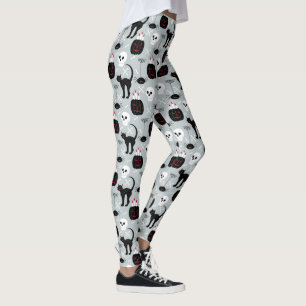 Halloween Crâne de chat noir Leggings   Style éffr