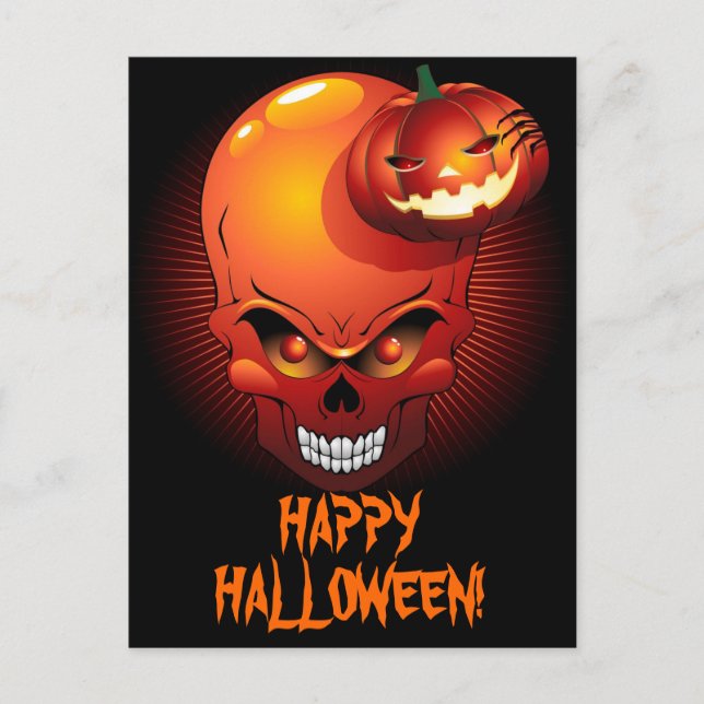 Halloween crâne et carte postale Citrouille (Devant)