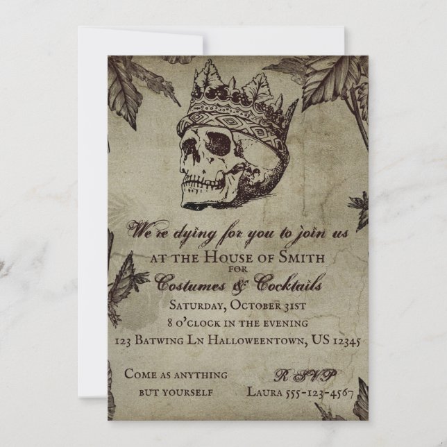 Halloween crâne gothique Invitation (Devant)