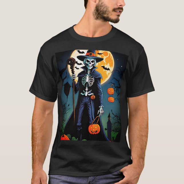 Halloween crâne maléfique avec t-shirt citrouille (Devant)