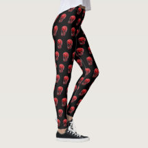 Halloween crâne rouge Leggings d'impression