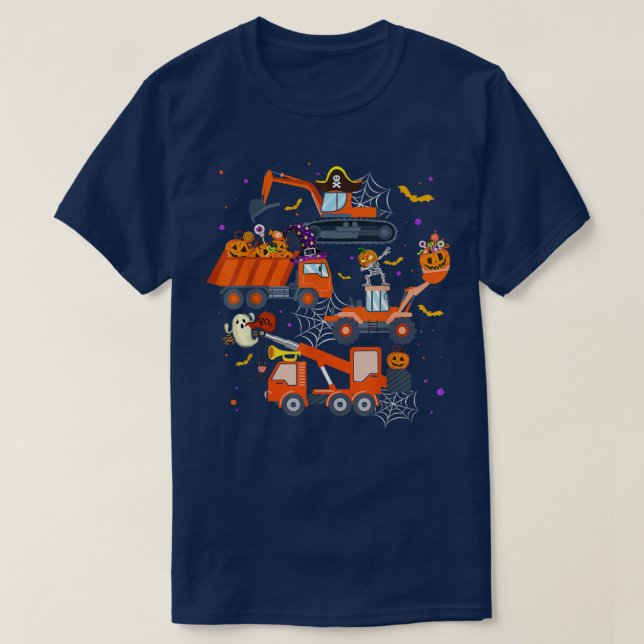 Halloween Crane Truck Construction Pumpkin Toddler T-Shirt (Design Front)
